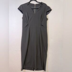 Maggy London Black Sheath Dress V-neck Flutter Cap Sleeves